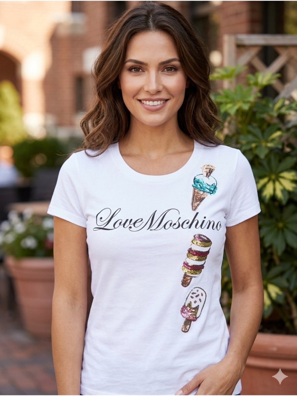 Love Moschino T-Shirt with sequin details .